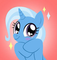 Size: 1378x1448 | Tagged: safe, artist:sonofaskywalker, trixie, pony, unicorn, a horse shoe-in, g4, blushing, cute, diatrixes, female, picture, pink background, simple background, solo, vector