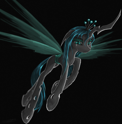 Size: 1535x1551 | Tagged: safe, artist:vladimir-olegovych, queen chrysalis, changeling, changeling queen, g4, changelings in the comments, crown, crying, female, flying, jewelry, regalia