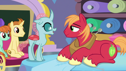 Size: 1920x1080 | Tagged: safe, screencap, big macintosh, golden crust, ocellus, peppermint goldylinks, changedling, changeling, earth pony, pegasus, pony, unicorn, a horse shoe-in, g4, female, friendship student, male, mare, stallion, teenager