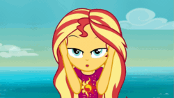 Size: 933x525 | Tagged: safe, screencap, sunset shimmer, equestria girls, g4, i'm on a yacht, spoiler:eqg series (season 2), adorasexy, animated, beautiful, beautisexy, close-up, cute, female, gif, looking at you, sexy, shimmerbetes, singing, solo