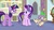 Size: 1920x1080 | Tagged: safe, screencap, spike, starlight glimmer, twilight sparkle, alicorn, dragon, pony, unicorn, a horse shoe-in, g4, my little pony: friendship is magic, baby, baby dragon, claws, fangs, female, folded wings, frown, lidded eyes, looking at each other, male, mare, open mouth, raised eyebrow, scroll, slit pupils, starlight's office, toes, trio, twilight sparkle (alicorn), winged spike, wings