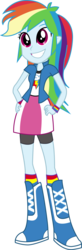 Size: 926x2828 | Tagged: safe, artist:marcorulezzz, rainbow dash, equestria girls, g4, my little pony equestria girls, boots, clothes, compression shorts, cute, cutie mark on clothes, female, hand on hip, miniskirt, shoes, shorts, simple background, skirt, socks, solo, transparent background, vector