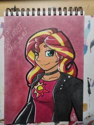 Size: 507x675 | Tagged: safe, artist:evianix, sunset shimmer, equestria girls, g4, female, solo, traditional art
