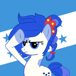 Size: 2450x2450 | Tagged: safe, artist:archooves, derpibooru exclusive, oc, oc only, oc:honduras, earth pony, pony, high res, honduras, nation ponies, ponified, rainbow dash salutes, salute, solo
