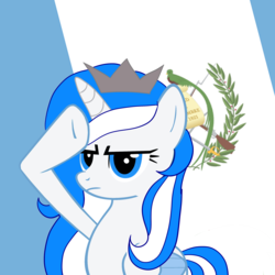 Size: 2450x2450 | Tagged: safe, artist:archooves, derpibooru exclusive, oc, oc only, oc:princess guatemala, alicorn, pony, base used, guatemala, high res, nation ponies, ponified, rainbow dash salutes, salute, solo
