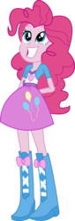 Size: 1019x3013 | Tagged: safe, artist:marcorulezzz, pinkie pie, human, equestria girls, g4, boots, clothes, cute, cutie mark on clothes, female, high heel boots, looking up, miniskirt, shoes, simple background, skirt, solo, transparent background