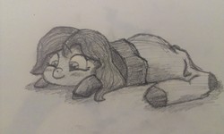 Size: 2592x1552 | Tagged: safe, artist:bubblegumstudios, princess luna, alicorn, pony, g4, blushing, cute, female, filly, filly luna, micro, monochrome, sock, sock filly, traditional art, woona, younger