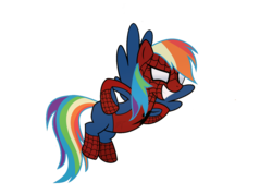 Size: 1390x990 | Tagged: safe, artist:diegotan, rainbow dash, pony, g4, background removed, male, simple background, smiling, spider-man, transparent background, vector