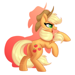 Size: 5000x5000 | Tagged: safe, artist:lavenderheartsmlp, applejack, earth pony, pony, g4, colored pupils, cute, female, heart eyes, jackabetes, open mouth, profile, rearing, shadow, signature, simple background, solo, transparent background, wingding eyes