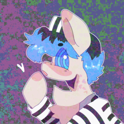 Size: 702x702 | Tagged: safe, artist:rymdsten, oc, oc only, oc:wolfster dan, earth pony, original species, pony, blushing, clothes, cute, male, prison outfit, prison stripes, solo