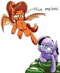 Size: 2000x2400 | Tagged: safe, artist:rocket-lawnchair, oc, oc:maven, bat pony, bat pony oc, female, food, high res, watermelon