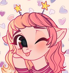 Size: 645x680 | Tagged: safe, artist:vensual99, oc, oc only, pony, rcf community, bust, cute, female, head shot, heart, icon, mare, ocbetes, one eye closed, portrait, stars, tongue out, wink