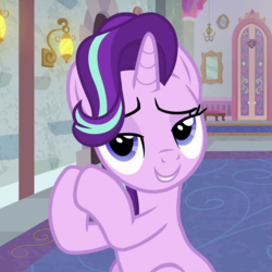 Size: 860x860 | Tagged: safe, screencap, starlight glimmer, pony, unicorn, a horse shoe-in, g4, cropped, female, lidded eyes, mare, solo