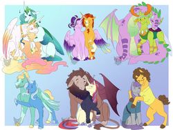 Size: 1024x768 | Tagged: safe, artist:arexstar, cheese sandwich, maud pie, moondancer, princess celestia, queen chrysalis, scorpan, spike, starlight glimmer, sunburst, thorax, trixie, zephyr breeze, alicorn, changedling, changeling, dragon, earth pony, gargoyle, pony, unicorn, g4, alicornified, blue background, cloven hooves, crack shipping, cute, female, gay, king thorax, lesbian, male, mare, maudwich, moonpan, older, older spike, purified chrysalis, race swap, ship:chryslestia, ship:starburst, ship:thoraxspike, shipping, simple background, spikabetes, spikelove, stallion, starlicorn, straight, thorabetes, trixbreeze, winged spike, wings