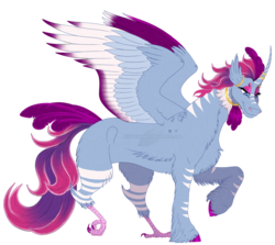 Size: 1129x1008 | Tagged: safe, artist:bijutsuyoukai, oc, oc only, oc:bellcurve, alicorn, hippalectryon, hippogriff, pony, hippogriff hybrid, magical lesbian spawn, offspring, parent:queen novo, parent:queen parabola, simple background, solo, transparent background