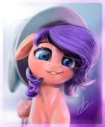 Size: 2400x2900 | Tagged: safe, artist:thatdreamerarts, oc, oc only, pegasus, pony, female, floppy ears, hat, high res, looking at you, mare, smiling, solo
