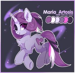 Size: 2480x2416 | Tagged: safe, alternate version, artist:share dast, oc, oc only, oc:maria artosis, pony, unicorn, eye clipping through hair, freckles, high res, one eye closed, reference sheet, solo, underhoof, wink