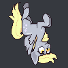 Size: 100x100 | Tagged: safe, artist:corgitheborki, derpy hooves, pegasus, pony, g4, animated, derp, female, flying, food, gif, muffin, pixel animation, pixel art, solo, upside down