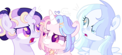 Size: 1280x576 | Tagged: safe, artist:moon-rose-rosie, oc, oc only, oc:astral moonlight, oc:celestial moon, oc:smooth blue, alicorn, pegasus, pony, base used, female, filly, magical lesbian spawn, offspring, parent:rainbow dash, parent:twilight sparkle, parents:twidash, scrunchy face, simple background, transparent background, trio