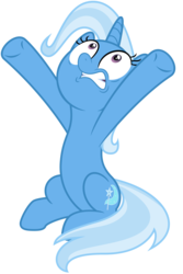 Size: 3125x4688 | Tagged: safe, artist:besttubahorse, trixie, pony, unicorn, a horse shoe-in, g4, belly, faic, female, freaking out, simple background, sitting, solo, transparent background, underhoof, vector