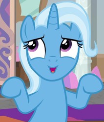 Size: 792x928 | Tagged: safe, screencap, trixie, pony, unicorn, a horse shoe-in, g4, cropped, female, looking up, mare, raised hooves, solo