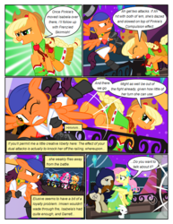 Size: 612x792 | Tagged: safe, artist:christhes, angel bunny, applejack, fluttershy, pinkie pie, rainbow dash, earth pony, pegasus, pony, comic:friendship is dragons, g4, angry, bandana, bucking, cloak, clothes, collaboration, comic, crossover, crying, dialogue, dragon age, dress, ear piercing, earring, female, fight, flying, freckles, gala dress, garrett, grin, hat, isabela, jewelry, looking back, male, mare, night, one eye closed, piercing, ponified, show accurate, sitting, smiling, stallion, stars, sunburst background, thief (video game), top hat, wink