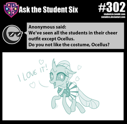 Size: 800x783 | Tagged: safe, artist:sintakhra, ocellus, changedling, changeling, tumblr:studentsix, 2 4 6 greaaat, g4, cheerleader ocellus, cheerleader outfit, clothes, cute, cuteling, diaocelles, female, heart, open mouth, smiling, solo, teenager