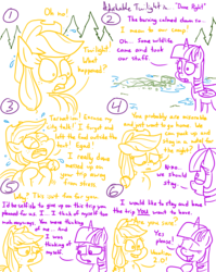 Size: 1280x1611 | Tagged: safe, artist:adorkabletwilightandfriends, applejack, twilight sparkle, alicorn, earth pony, pony, comic:adorkable twilight and friends, g4, adorkable, adorkable twilight, butt, camp ground, camp site, camping, comic, cute, dork, friendship, giving up, happy, humor, making up, plot, sad, selfish, slice of life, tent, twilight sparkle (alicorn), upset