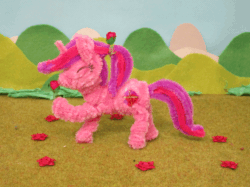 Size: 1334x1000 | Tagged: safe, artist:malte279, oc, oc:sandy rose, pony, unicorn, animated, chenille stems, chenille wire, craft, pipe cleaner sculpture, pipe cleaners
