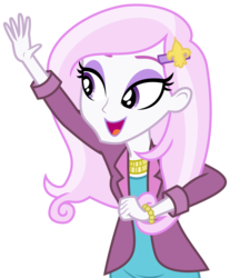 Size: 3496x4217 | Tagged: safe, artist:sketchmcreations, fleur-de-lis, equestria girls, g4, my little pony equestria girls: choose your own ending, tip toppings, bracelet, cute, eyeshadow, female, fleurabetes, hairclip, jewelry, makeup, open mouth, raised hand, simple background, smiling, solo, transparent background, vector