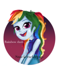 Size: 750x1000 | Tagged: safe, artist:snackcracklepop, rainbow dash, equestria girls, g4, aesthetics, alternate clothes, alternate hairstyle, cute, dashabetes, looking at you, smiling