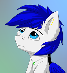 Size: 1925x2083 | Tagged: safe, artist:snowstormbat, oc, oc only, oc:bluejay, pony, gradient background, jewelry, necklace, solo