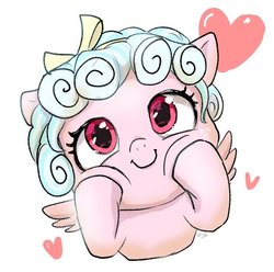 Size: 540x536 | Tagged: safe, artist:dhy03032, cozy glow, pegasus, pony, g4, cozybetes, cute, female, filly, heart, simple background, solo, squishy cheeks, white background