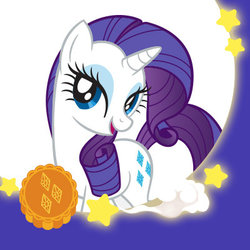 Size: 400x400 | Tagged: safe, rarity, pony, unicorn, g4, official, bust, female, food, mid-autumn festival, mooncake, portrait, solo, stock vector