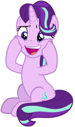 Size: 5916x10000 | Tagged: safe, artist:famousmari5, starlight glimmer, pony, unicorn, a horse shoe-in, g4, female, mare, open mouth, simple background, sitting, smiling, solo, squishy cheeks, transparent background, vector