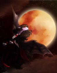 Size: 1024x1316 | Tagged: safe, artist:oneiria-fylakas, pony, vampony, clothes, dracula, flying, moon, ponified, solo