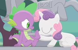 Size: 1114x717 | Tagged: safe, artist:porygon2z, spike, sweetie belle, dragon, pony, unicorn, g4, dragon x pony, feet, female, fetish, filly, foot fetish, foot kiss, interspecies, kissing, male, ship:spikebelle, shipping, straight