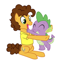Size: 750x764 | Tagged: artist needed, safe, editor:undeadponysoldier, cheese sandwich, spike, dragon, earth pony, pony, g4, cheespike, crack shipping, cute, daaaaaaaaaaaw, diacheeses, gay, happy, hug, male, shipping, simple background, spikabetes, spikelove, stallion, white background