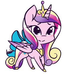 Size: 1100x1200 | Tagged: safe, artist:lilliesinthegarden, princess cadance, alicorn, pony, g4, bow, chibi, crown, cute, cutedance, female, heart eyes, jewelry, mare, regalia, simple background, solo, tail bow, white background, wingding eyes