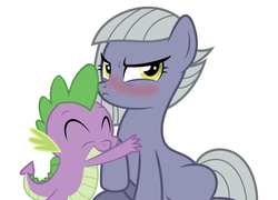Size: 750x539 | Tagged: safe, artist:jhayarr23, edit, editor:undeadponysoldier, limestone pie, spike, earth pony, pony, g4, the maud couple, angry, blushing, crack shipping, cute, duo, eyeroll, female, hug, limestone pie is not amused, limetsun pie, male, mare, ship:spikestone, shipping, simple background, straight, tsundere, white background
