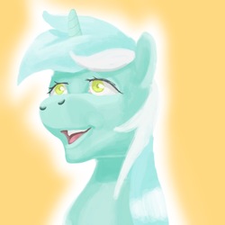 Size: 1000x1000 | Tagged: safe, artist:inersdraco, lyra heartstrings, pony, unicorn, g4, bust, female, smiling, solo
