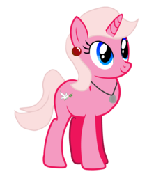 Size: 2576x3057 | Tagged: artist needed, safe, oc, oc only, oc:rosepetalpony, pony, unicorn, cute, ear piercing, earring, female, high res, jewelry, mare, necklace, ocbetes, piercing, simple background, transparent background