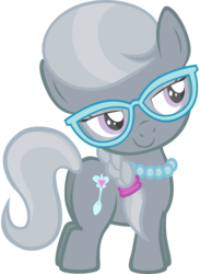 Size: 730x1000 | Tagged: safe, artist:miketueur, silver spoon, earth pony, pony, g4, cute, female, filly, glasses, jewelry, lidded eyes, necklace, pearl necklace, simple background, smiling, solo, stupid sexy silver spoon, transparent background, vector