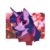 Size: 1024x1024 | Tagged: safe, artist:zakkurro, twilight sparkle, pony, g4, abstract background, blushing, bust, chest fluff, clothes, cute, ear fluff, female, floating heart, heart, leaves, looking at you, mare, portrait, scarf, signature, smiling, solo, twiabetes