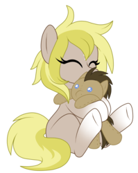 Size: 1311x1643 | Tagged: safe, artist:crystal-tranquility, doctor whooves, time turner, oc, oc:timestep, earth pony, pony, g4, female, filly, plushie, simple background, transparent background