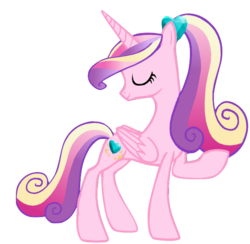 Size: 595x580 | Tagged: safe, artist:elijahxronja, artist:winxflorabloomroxy, princess cadance, alicorn, pony, g4, alternate hairstyle, base used, beautiful, cute, cutedance, eyes closed, female, mare, ponytail, raised hoof, simple background, smiling, solo, transparent background, vector