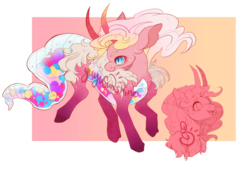 Size: 1280x869 | Tagged: safe, artist:yuyusunshine, changepony, hybrid, pony, female, magical lesbian spawn, offspring, parent:pinkie pie, parent:queen chrysalis, parents:chryssie pie, solo
