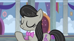 Size: 1920x1080 | Tagged: safe, screencap, octavia melody, earth pony, pony, a horse shoe-in, g4, my little pony: friendship is magic, eyes closed, female, mare, solo