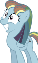Size: 3905x6380 | Tagged: safe, artist:batbow, rainbow dash, pegasus, pony, g4, the cutie map, bad end, broken spirit, egalitarianism, equal cutie mark, equalized, equalized mane, fake smile, female, mare, screaming internally, simple background, smiling, solo, transparent background, vector, wide smile