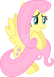 Size: 745x1072 | Tagged: safe, artist:superanimefanart, fluttershy, pegasus, pony, daring don't, g4, cute, female, flying, mare, obtrusive watermark, shyabetes, simple background, smiling, solo, tail hold, transparent background, vector, watermark, wings